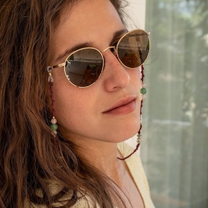 Sunglasses Macrame Chain with natural stones, eyeglasses chain, Sunglass Strap, Eyeglass Cord, sunglasses chain,  bohemian, hippie, tribal