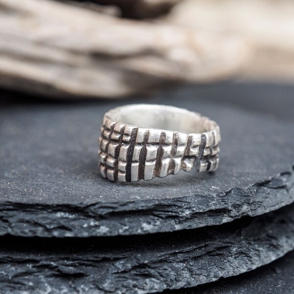 Australian Boulder Opal Chunky Sterling Silver Ring, Light Pastel Blue