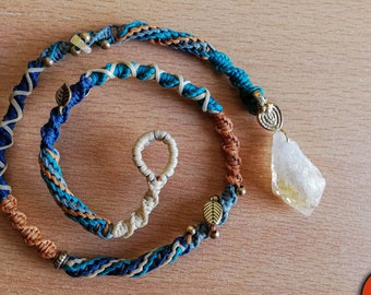 Ayala / Macrame Hairwrap con un cristal de citrino, Ateba, dreadwrap, joyería para el cabello, joyas de miedo, joyas de festival, boho, joyería de citrino