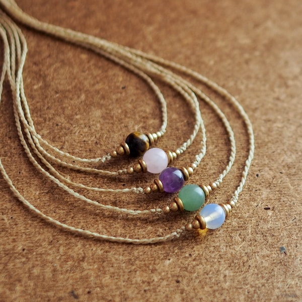 Tanvi | Delicate Macrame Choker with Gemstone, macrame necklace, layered choker, macrame jewelry, gemstone choker, Amethyst necklace, boho