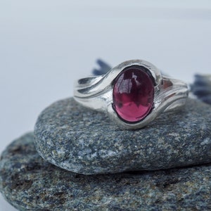 Briella Sterling Silver Ring with Garnet, statement ring, silver jewelry, contemporary jewelry, silver 925 ring, gemstone ring image 2