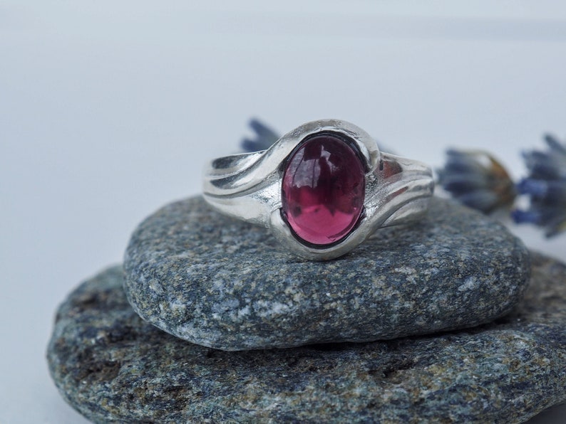 Briella Sterling Silver Ring with Garnet, statement ring, silver jewelry, contemporary jewelry, silver 925 ring, gemstone ring image 2