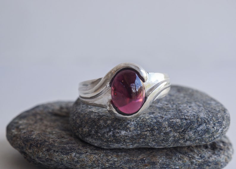 Briella Sterling Silver Ring with Garnet, statement ring, silver jewelry, contemporary jewelry, silver 925 ring, gemstone ring image 6