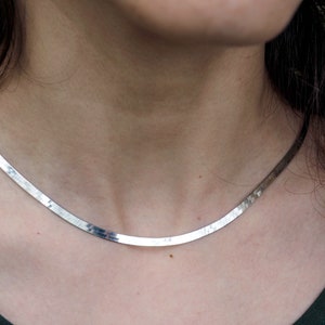 Sterling Silver Flat Snake Chain Necklace flat snake chain, silver 925, silver necklace, layering necklace, snake chain choker image 3