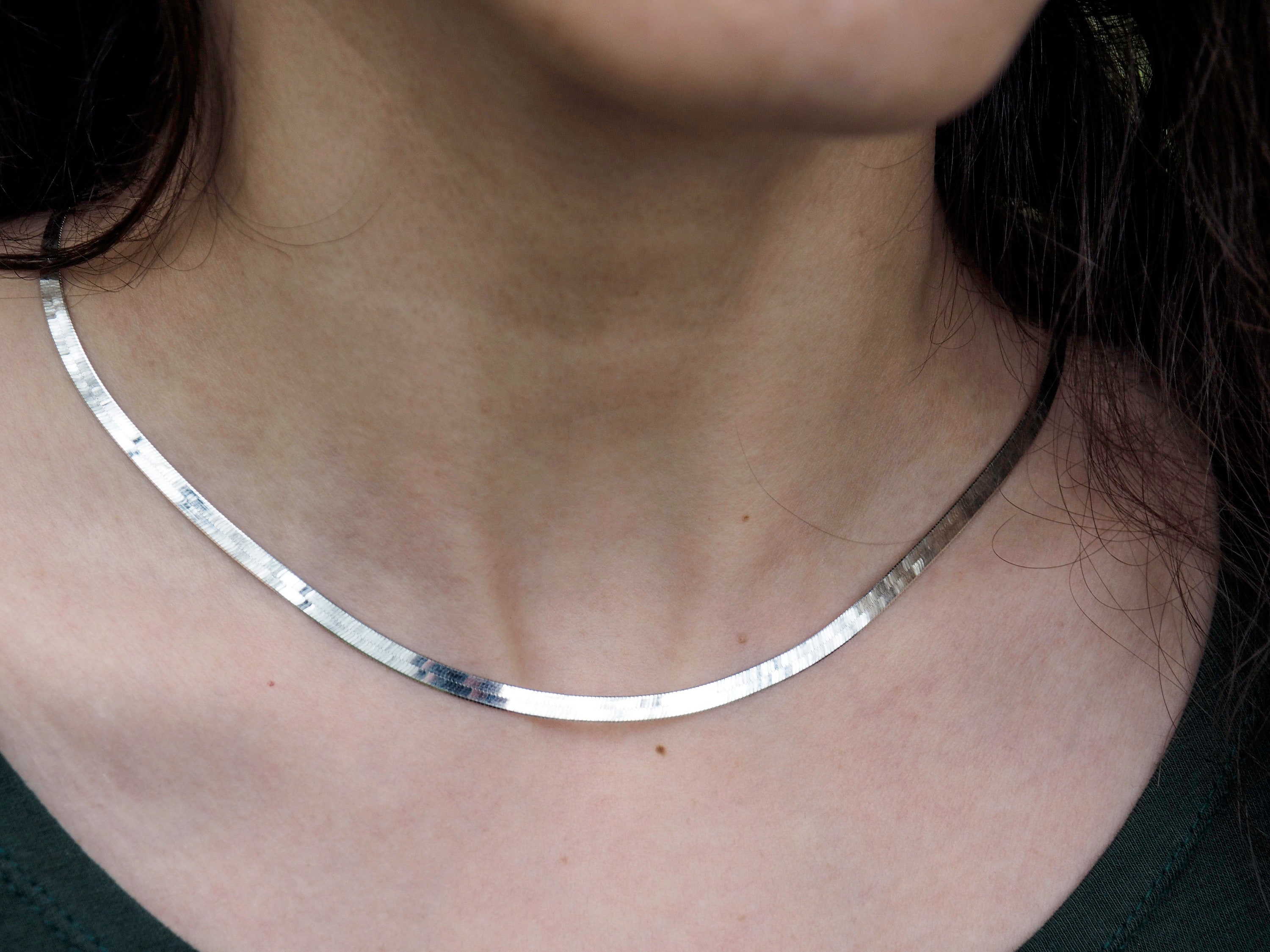 Sterling Silver Flat Snake Chain Necklace | Flat Snake Chain