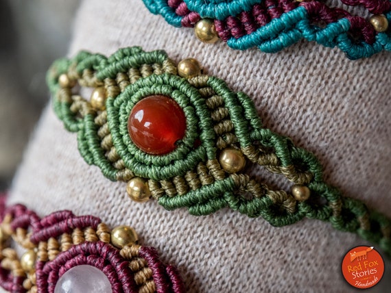 Kamala | Boho Macrame Bracelet With Gemstone, Macrame Jewelry