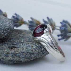 Briella Sterling Silver Ring with Garnet, statement ring, silver jewelry, contemporary jewelry, silver 925 ring, gemstone ring image 5