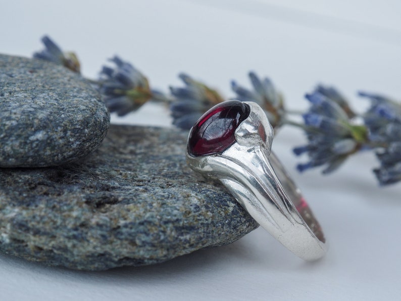 Briella Sterling Silver Ring with Garnet, statement ring, silver jewelry, contemporary jewelry, silver 925 ring, gemstone ring image 5