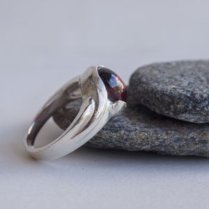 Briella Sterling Silver Ring with Garnet, statement ring, silver jewelry, contemporary jewelry, silver 925 ring, gemstone ring image 3