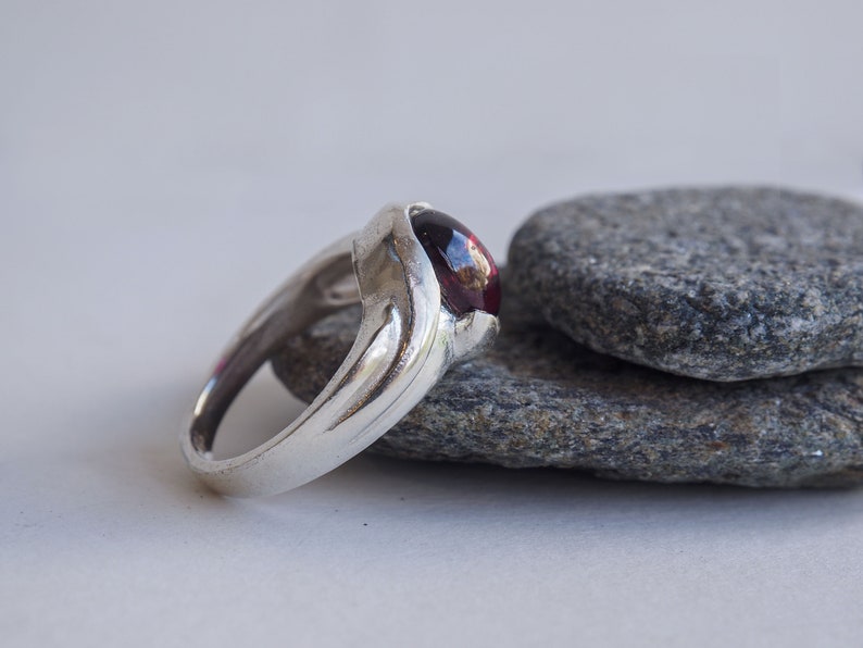 Briella Sterling Silver Ring with Garnet, statement ring, silver jewelry, contemporary jewelry, silver 925 ring, gemstone ring image 3