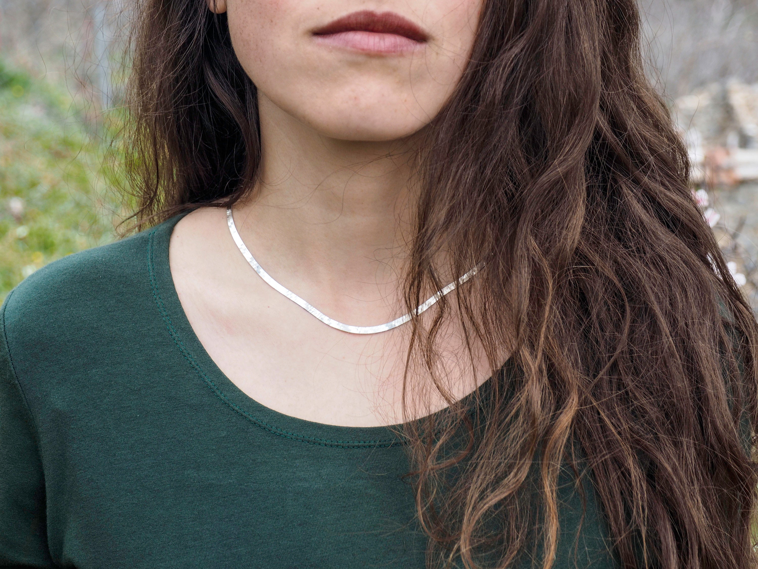 ●TATIANA● Silver 925 Modern Flat Snake Chain Necklace NZ21 MUSINSA | TATIANA (Silver 925) Modern Flat Snake Chain
