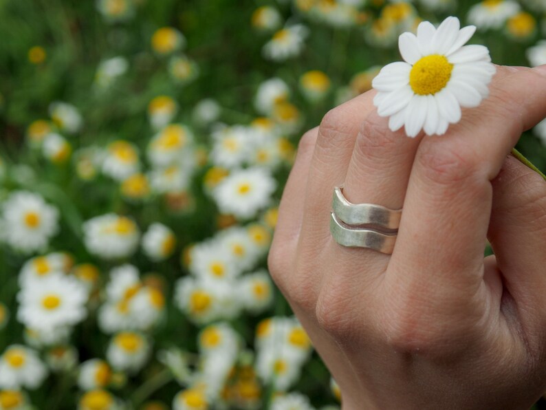 Alyra Sterling Silver Ring, minimal ring, statement ring, silver jewelry, contemporary jewelry, wide ring, geometric ring, chunky ring image 2