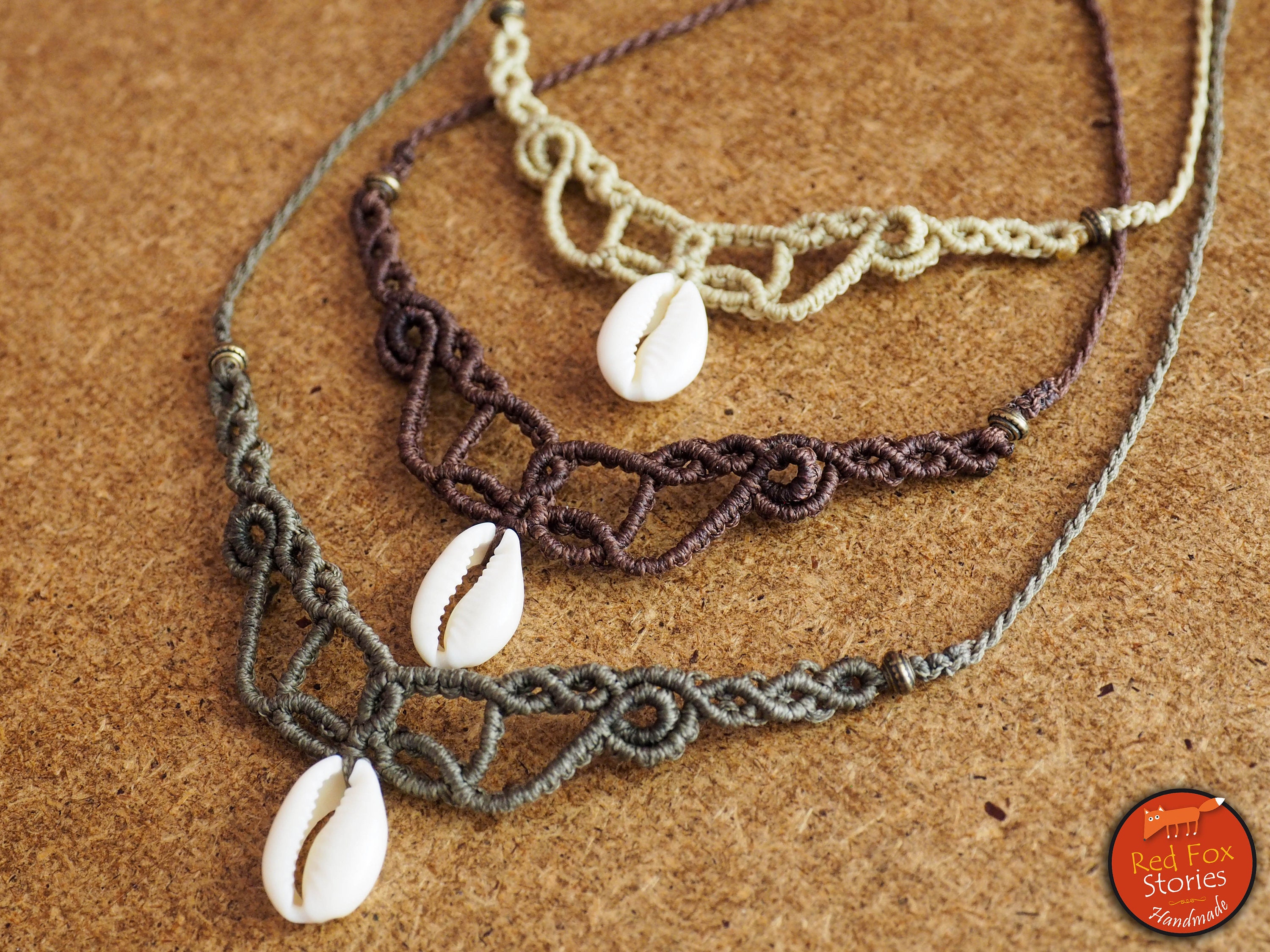 Macrame necklace and brass beads,Simple necklace for her,adjustable Chocker,Necklace with brass Simple necklace with brass beads