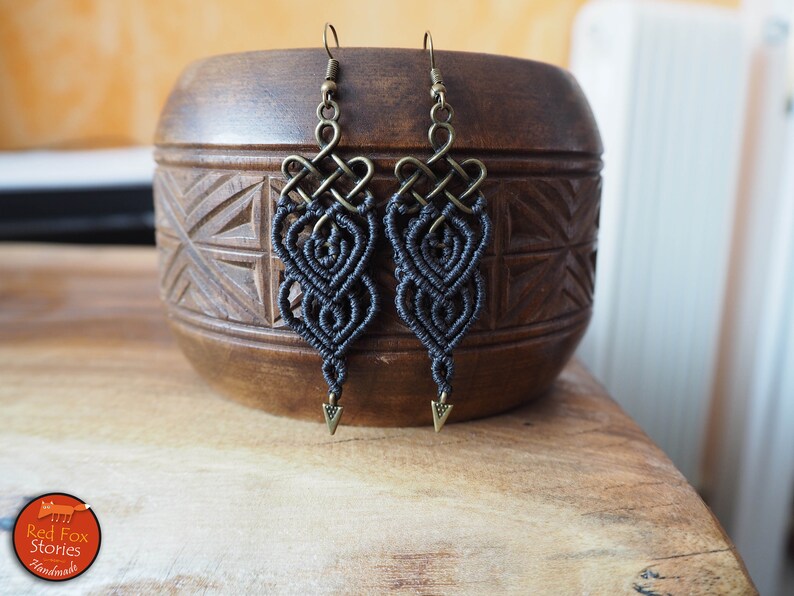 Macrame earrings Celtic knot earrings Macrame jewelry Etsy