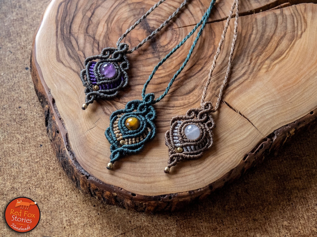 Cerelia | Boho Macrame Pendant With Gemstone, Macrame Jewelry