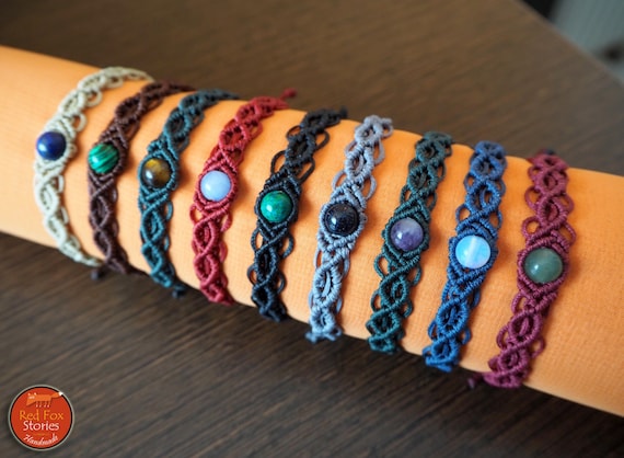 Jacaranda Boho Macrame Bracelet With Gemstone Macrame Jewelry