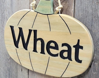 Front Door Decor Hand Carved Wooden Name Sign | Fall Family Pumpkin Halloween Porch Hanger