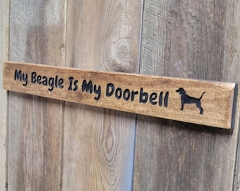 No Soliciting Sign Hand Carved Dog Is My Doorbell | Dog Breed Door Hanger Decor