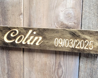 Kids Room Hand Carved Wooden Name Sign | Nursery Girl or Boy Baby Shelf Decor