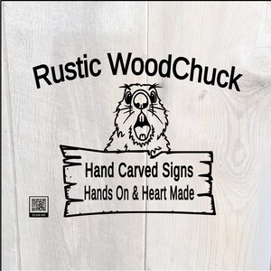 Rustic WoodChuck Hand Carved Wooden Signs Logo.