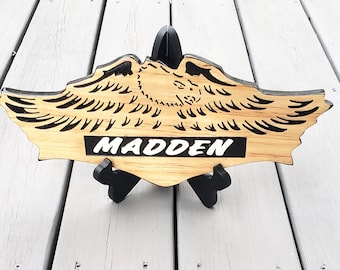 American Eagle Hand Carved Last Name Wooden Sign | Custom Man Cave Garage Bar Decor