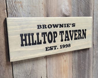 Custom Wood Sign Hand Carved | Last Name Tavern Bar Wall Art Man Cave Decor