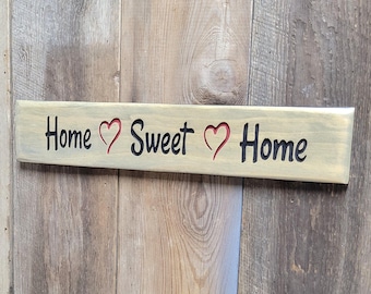Home Sweet Home Hand Carved Wooden Sign | First Home Front Door or Shelf Decor