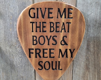 Guitar Pick Song Lyrics Hand Carved Wooden Sign | Custom Music Wall Art Decor