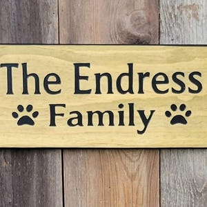 Personalized Hand Carved Wooden Name Sign with Paw Print | Custom Pet Wall Art Decor