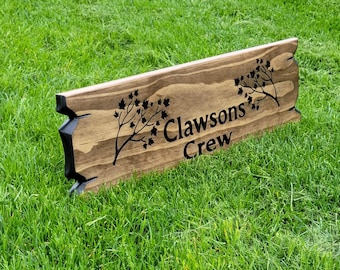 Hand Carved Wooden Name Sign | Custom Rustic Cabin Lake House Decor