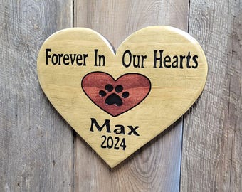Pet Memorial Forever In our Heart Hand Carved Wooden Name Sign | Custom Cat-Dog Remembrance