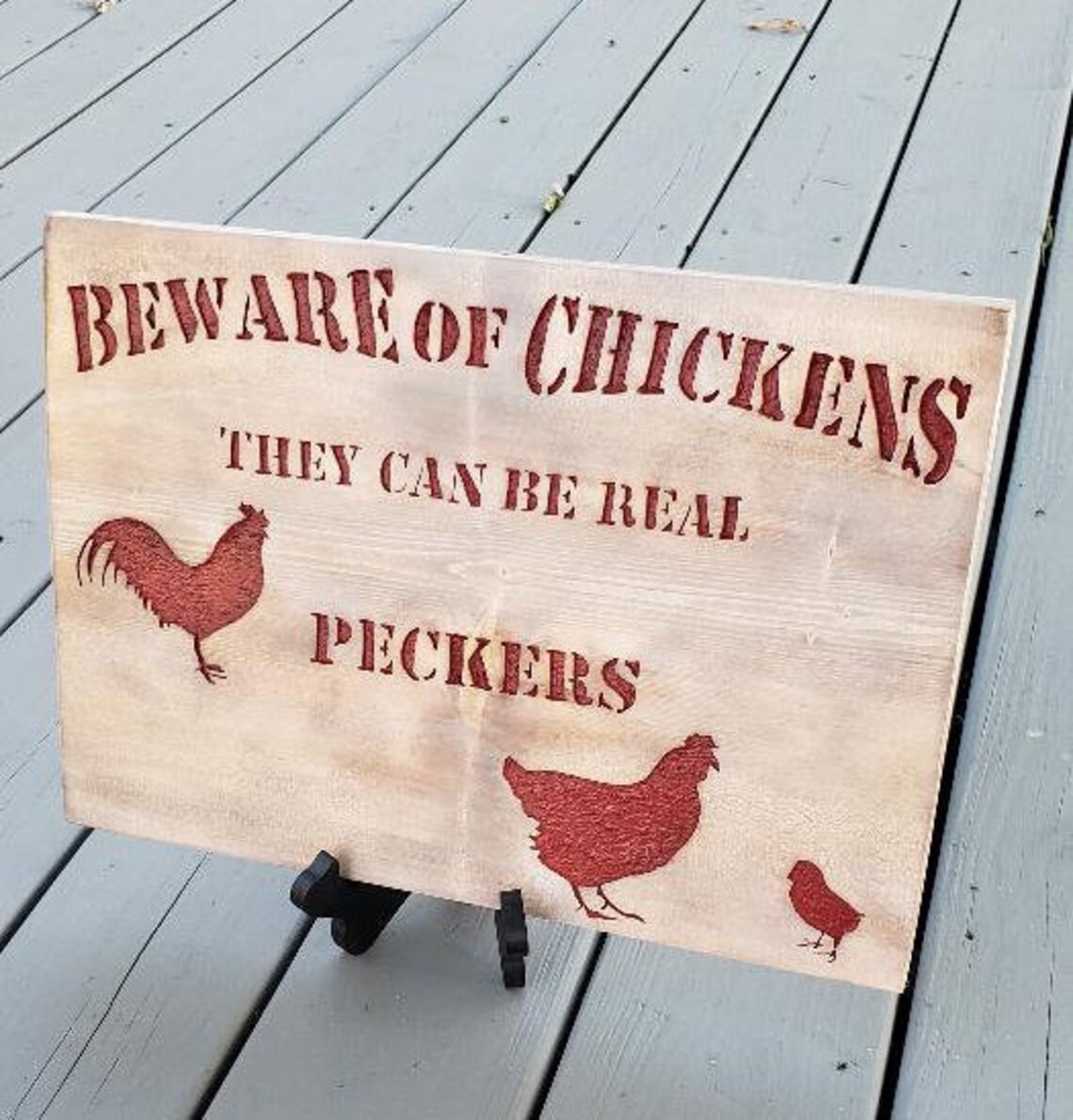 Beware Of The Chickens Beware of chickens they can be real peckers sign Funny | Etsy