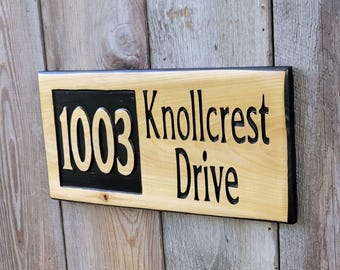House Numbers Street Address Hand Carved Custom Wood Sign | First Home Realtor Closing Plaque