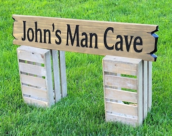 Personalized Man Cave Hand Carved Wooden Name Sign | Custom Bar Signage Wall Art Decor