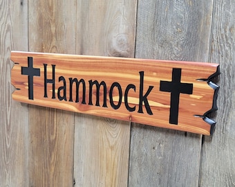 Custom Wood Sign Hand Carved with Cross | Last Name Lake House Cabin Wall Art
