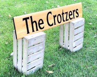 Personalized Hand Carved Wooden Name Sign | Custom Airbnb Lake House Cabin Front Door Decor