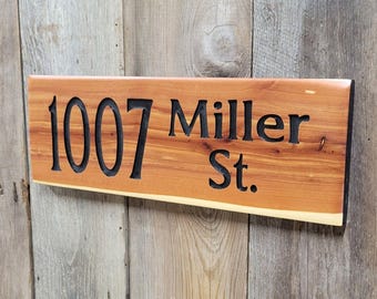 House Number Street Address Hand Carved Wooden Sign | Custom Business Mailbox Address Plaque