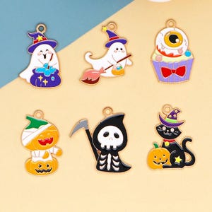10 pcs Halloween charm, bracelet charms, jewelry charm, Halloween enamel charm, spooky charms, enamel ghost charm, enamel pumpkin charm