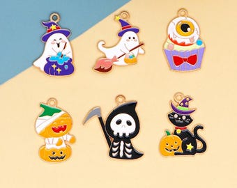 10 Pcs Halloween Enamel Charms, Spooky DIY Jewelry