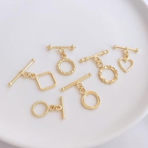 5/10/20 Set Set med knäpplås i 14K guld, Dekorativ knäpplåsning för halsband och armbandstillverkning, Smyckesdetaljer i guld, OT-spännen i guld