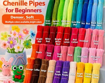 100 limpiapipas de chenilla de alta densidad de 8 mm, tallos de chenilla suaves que no se desprenden, palitos de felpa para manualidades, flores y animales.