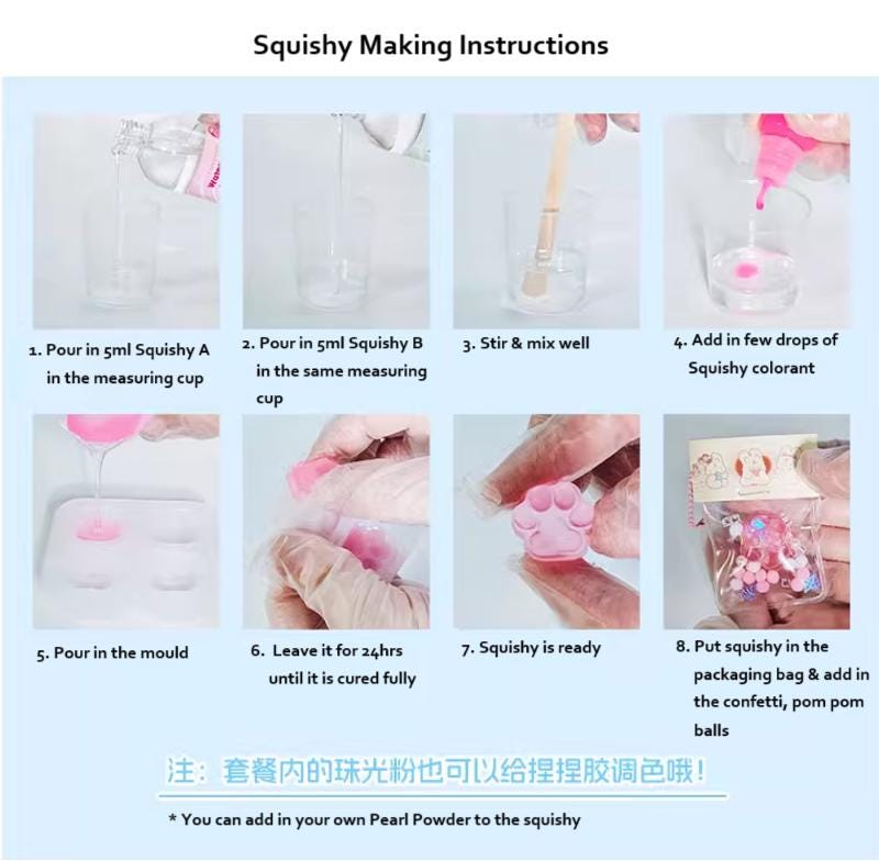 Kit Fai Da Te Per Squishy A Forma Di Criceto - Con Stampi In Silicone, Gel Siliconico E Decorazioni - Foto 9