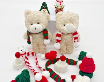 15 pcs Handmade Mini Knitted Christmas Hats, Doll Beanie with Pom Pom