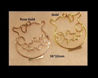 6 pcs Gold fish bowl bezel | UV resin bezel | Open back bezel | Resin open back bezel, Gold fish charm, Rose gold open bezel, UV resin charm