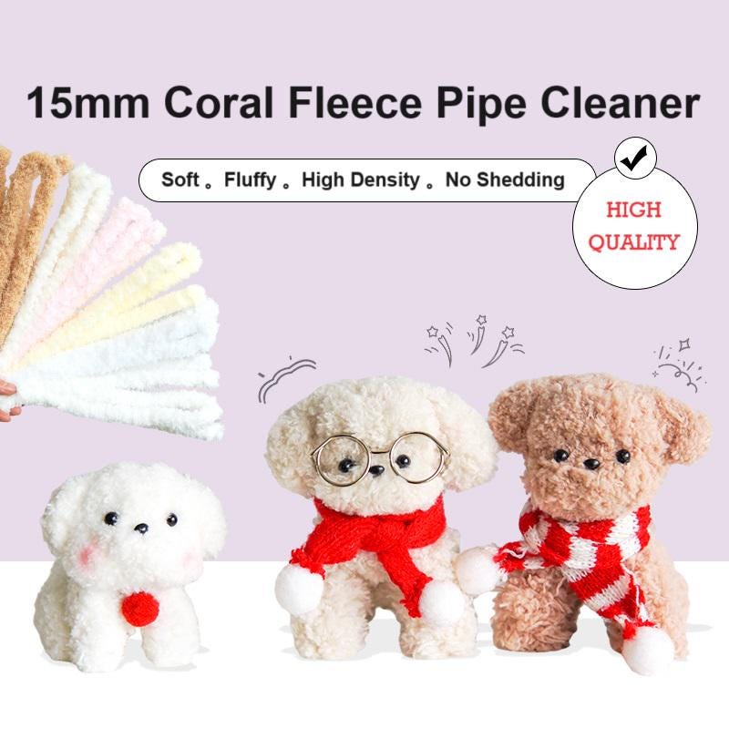 15mm thickness coral fleece pipe cleaner, 1 meter chenille stems, 1 meter pipe cleaner, puppy pipe cleaner, bunny pipe claner, chenille pipe