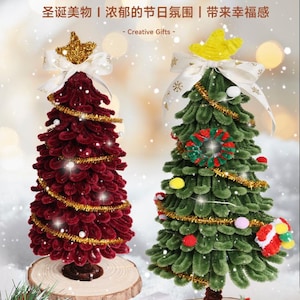 Kit de bricolaje para árbol de Navidad con limpiapipas, tallo de chenilla, árbol de Navidad con tubos de chenilla, adornos navideños con tallo de chenilla, limpiapipas superdenso