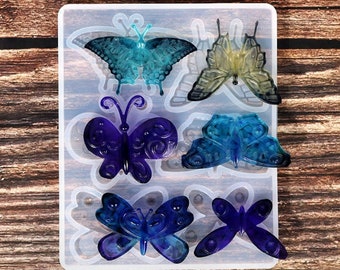 Molde de resina de silicona con forma de mariposa, accesorios para joyería DIY