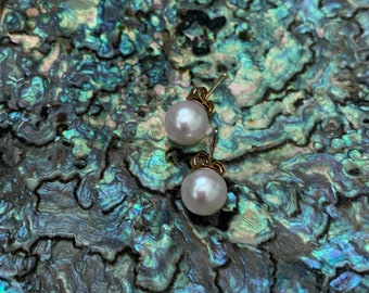 Ocean Akoya Pearls 14K Yellow Gold Studs White-6.5-7 Earrings-Round Pearls-Authentic-Ready to Ship