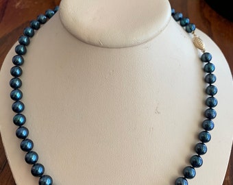 Black Akoya Pearl Necklace: 14K Gold Clasp, 6.5-7mm