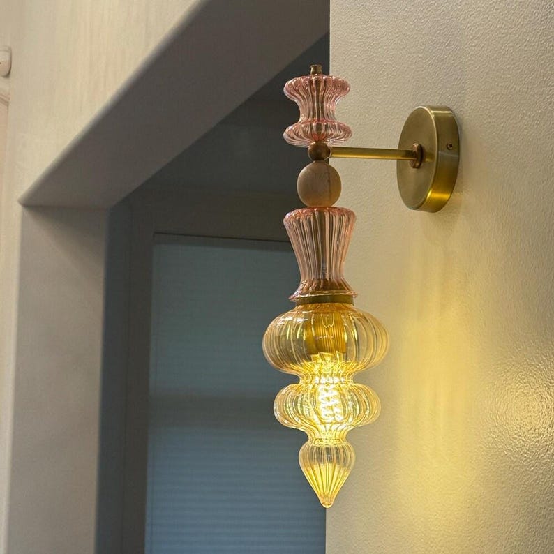 Blown Glass Wall Sconce Set, Handmade Lighting (Set of 2) image 5